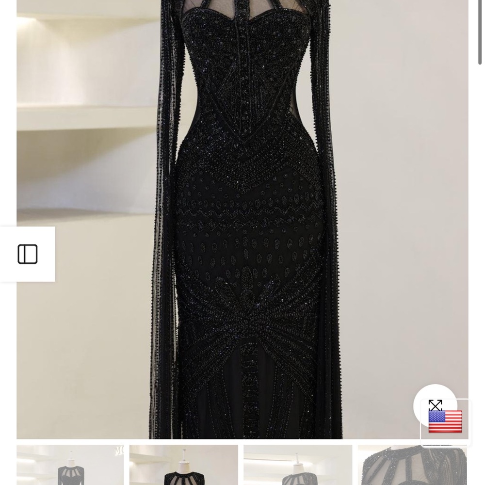 Black Long Sleeve Sweetheart Bodycon Gown
